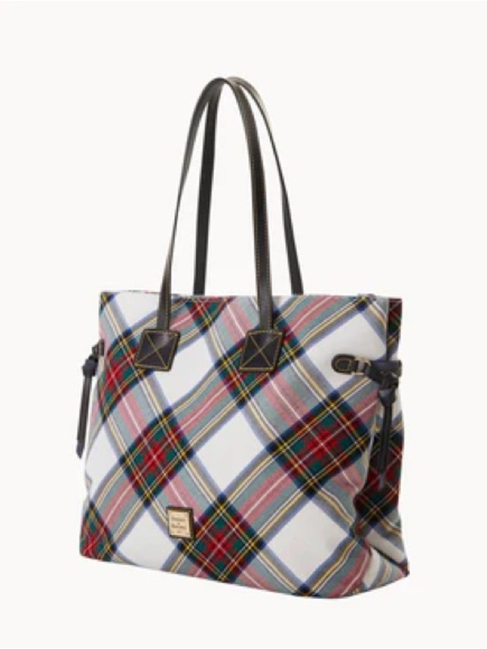Dooney Bourke 🆕 white plaid tartan Victoria beautiful Italian leather retail$348
